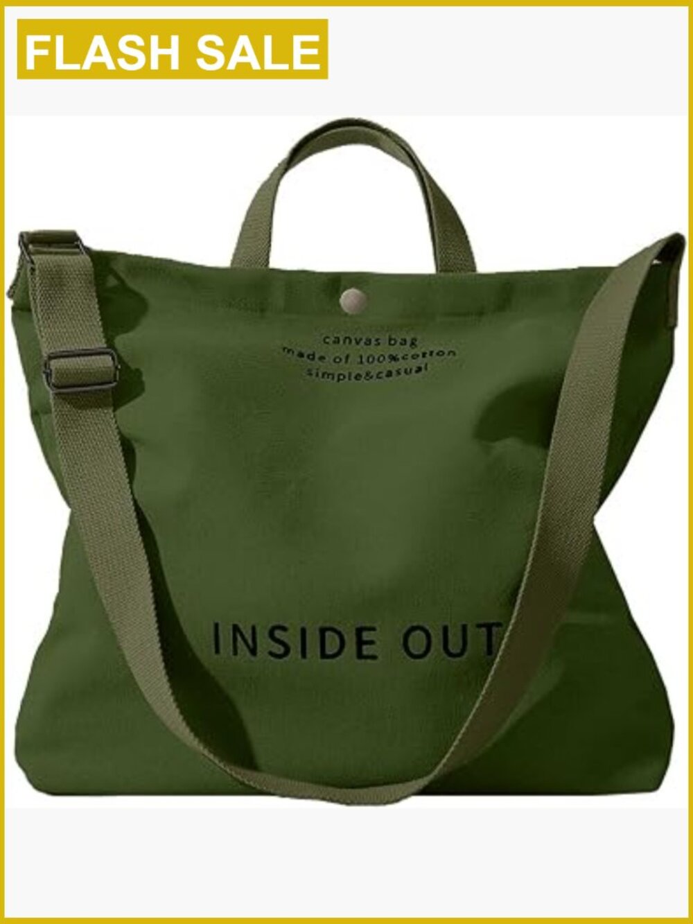 Canvas Tote Bag Crossbody Handbag with Adjustable Strap and Coin Purse for Work